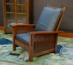Medium Size  Version Gustav Stickley Replica Slant Arm Spindle Reclining Morris Chair